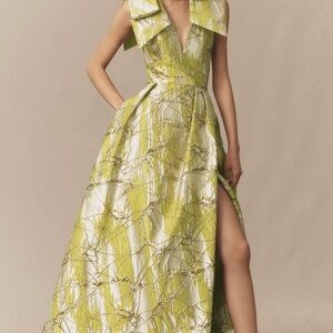Mac Duggal Lime and Cream High Low Dress